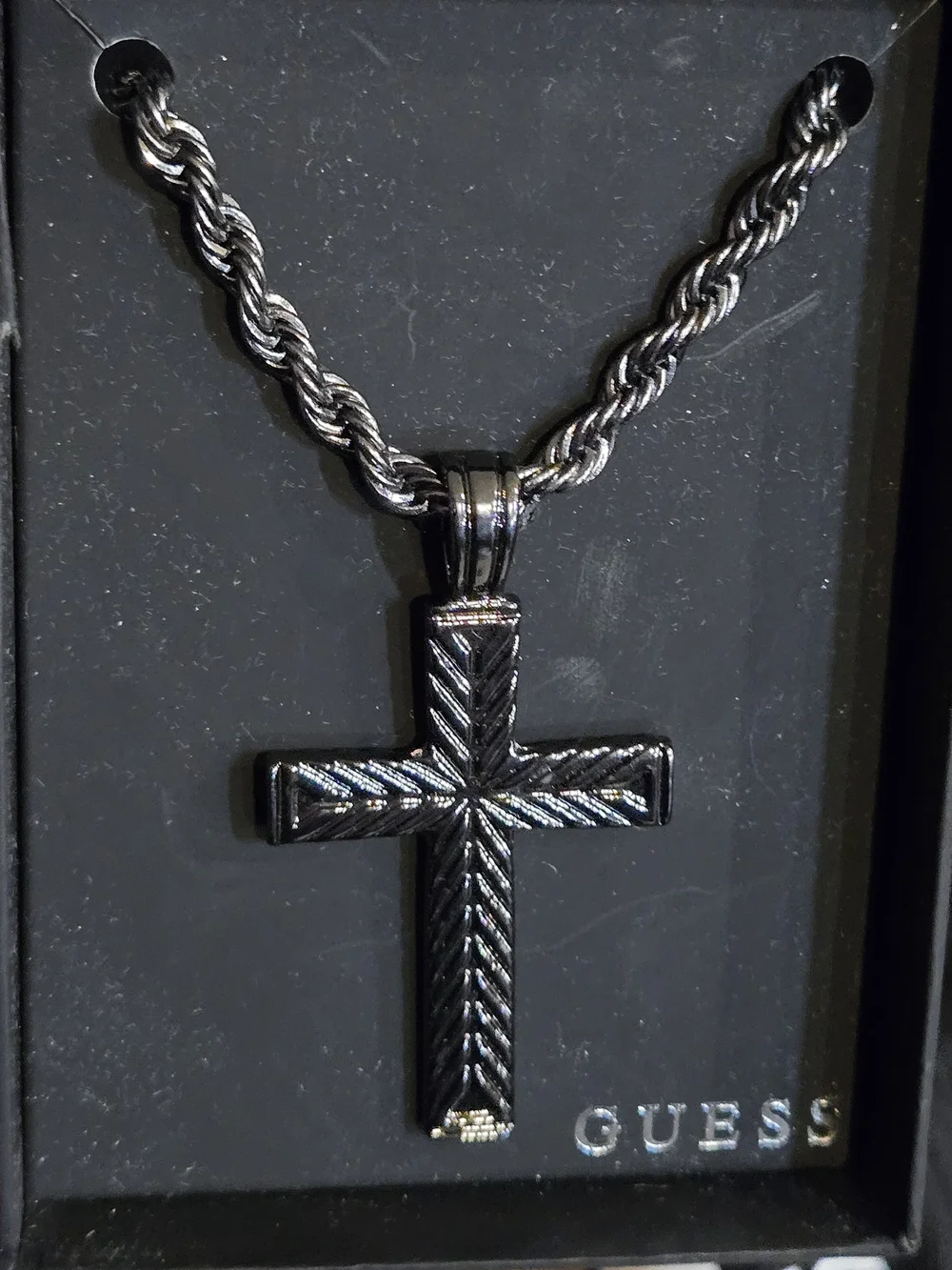 Guess gunmetal cross